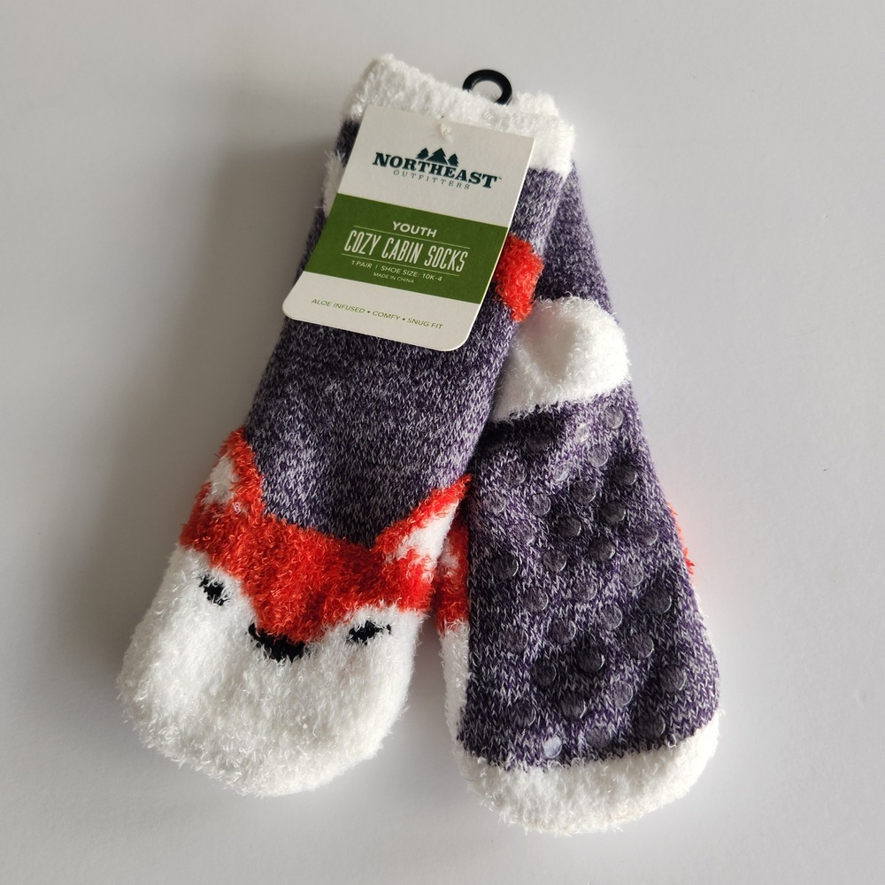 Northeast Outfitters Youth Cozy Cabin Socks Fox Critter animal NEW